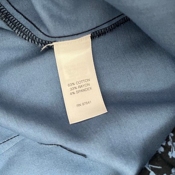 J. Jill Comfort Stretch Pull On Pant Elastic Waist Blue Floral Size 12 Petite - Picture 6 of 11